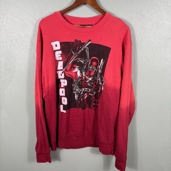 Marvel Men's Size Large Red Deadpool Graphic Superhero Long Sleeve Sweatshirt - Picture 6 of 8